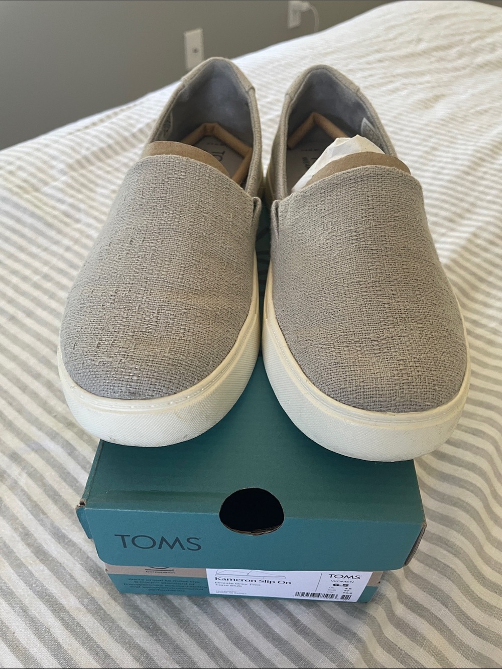 Toms Men's Slip-On Loafers in Light Gray Canvas